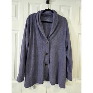 Cuddl Duds Fleece Purple Cardigan Jacket Button Cozy Lounge Relaxed Plus Size 1X